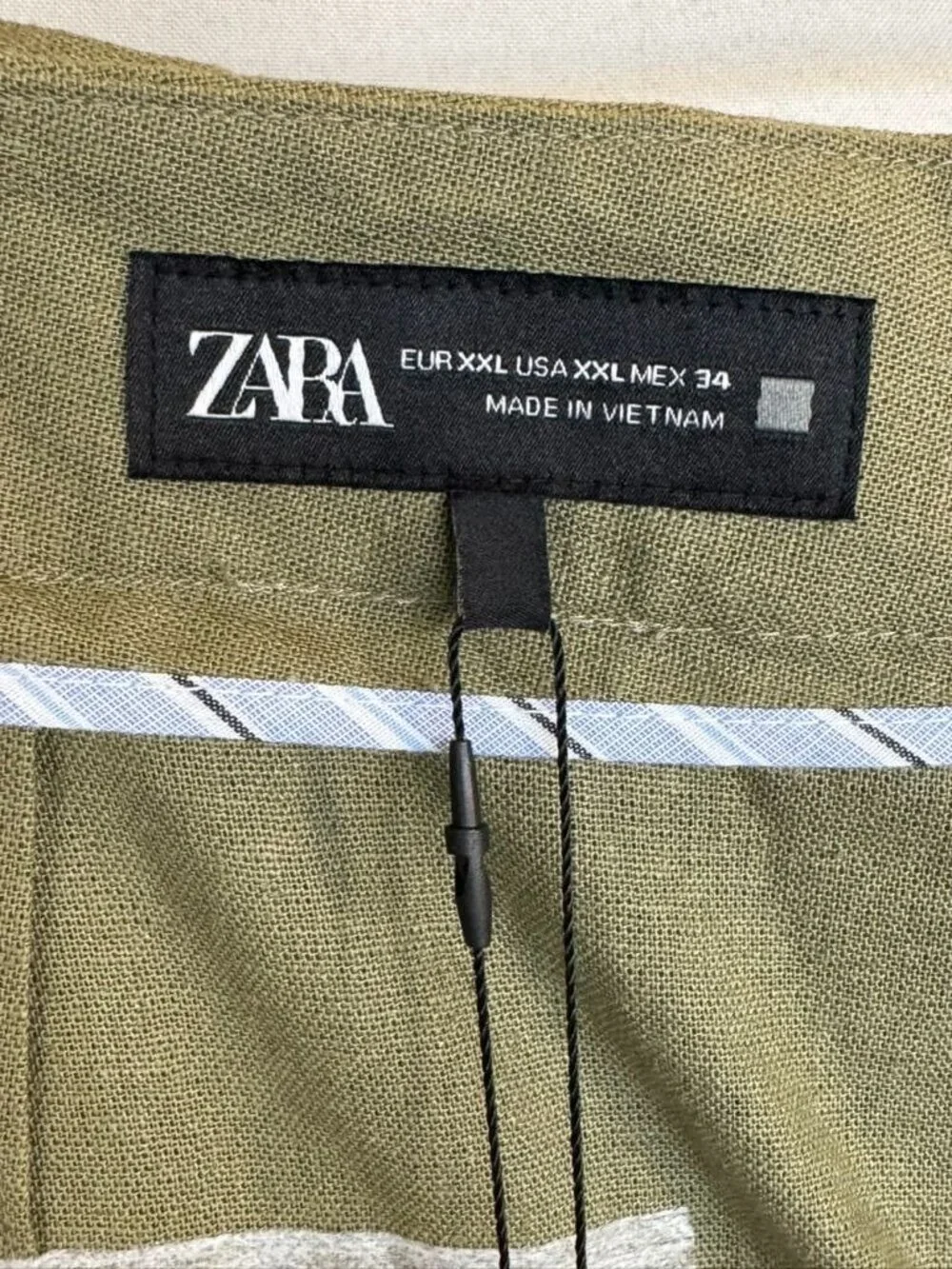 Zara Sage Green Linen Blend Pleat Front Barrel Crop Leg Trousers Size XXL NWT
